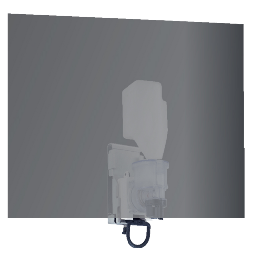Foam soap dispenser for mounting behind mirror